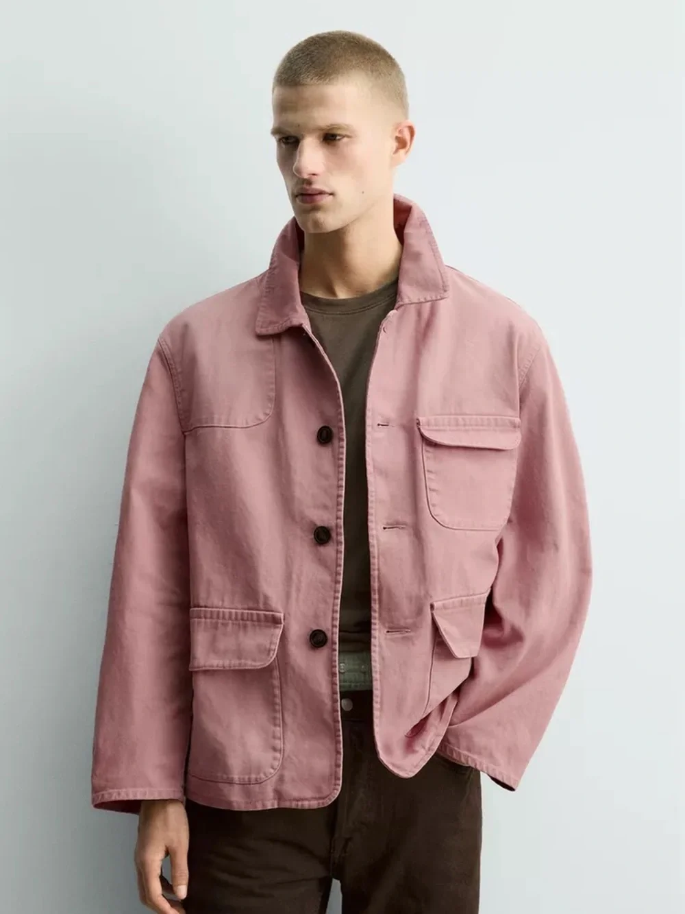 Zara relaxed fit washed jacket pink mens (Medium) - Picture 2 of 8